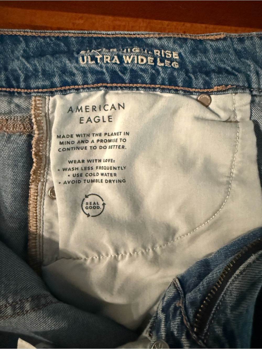 American Eagle Outfitters super high rise ultra wide leg Jeans size 10 short - Picture 8 of 16